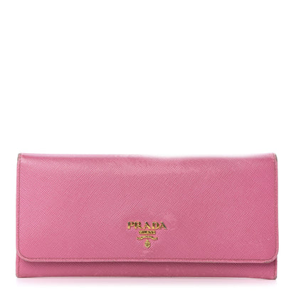 Prada Saffiano Metal Continental Flap Wallet Geranio 1 of 10