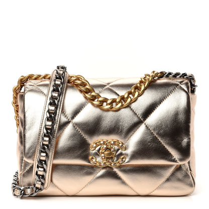 Chanel Metallic Lambskin Quilted Medium 19 Flap Gold 1 of 11