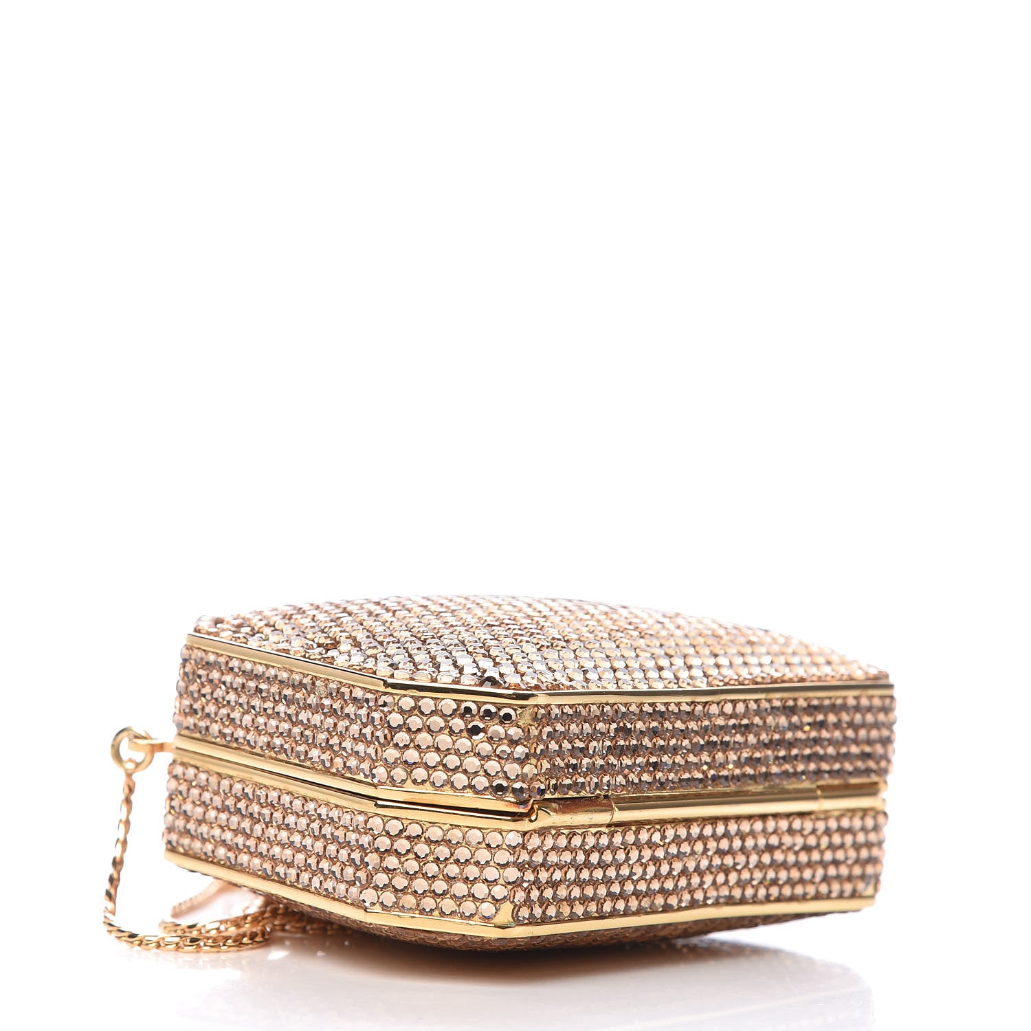 Judith Leiber Swarovski Crystal Minaudiere Clutch Gold 4 of 9