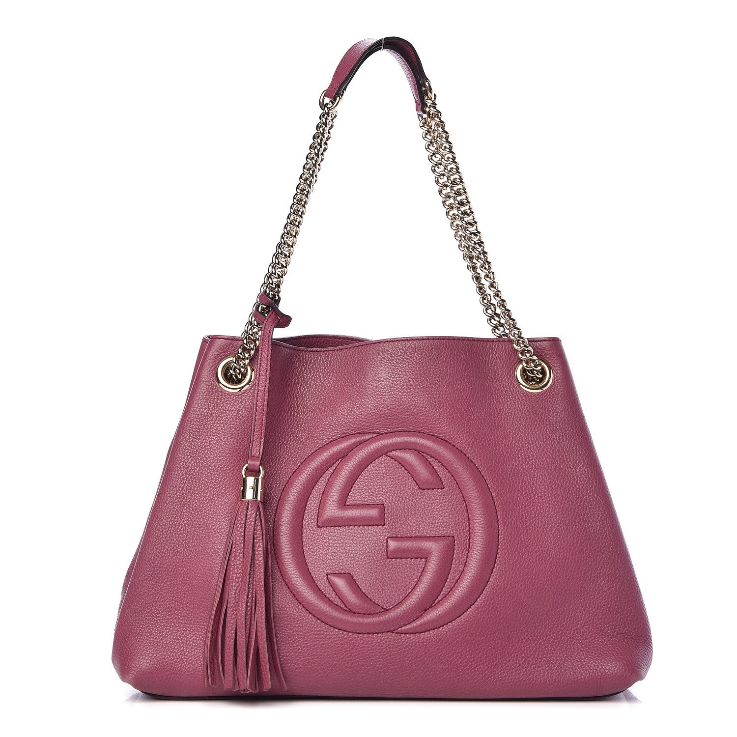 Gucci Pebbled Calfskin Medium Soho Chain Shoulder Bag Peonia Flower 1 of 15