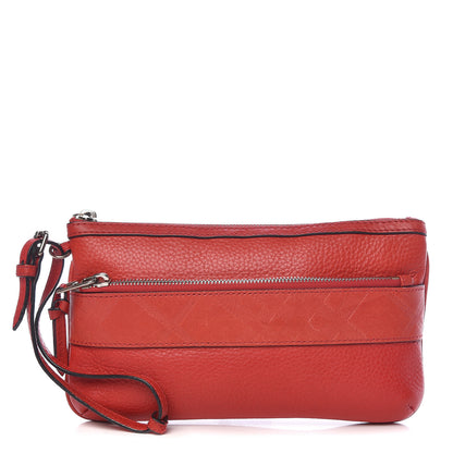 Burberry Grainy Calfskin Check Embossed Wristlet Military Red 1 of 16
