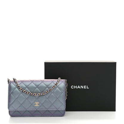 Chanel Iridescent Caviar Quilted Wallet On Chain WOC Dark Blue 12 of 12