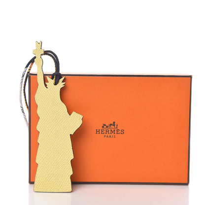 Hermes Togo Epsom Petit H Statue of Liberty Bag Charm GM Craie Soufre 4 of 4