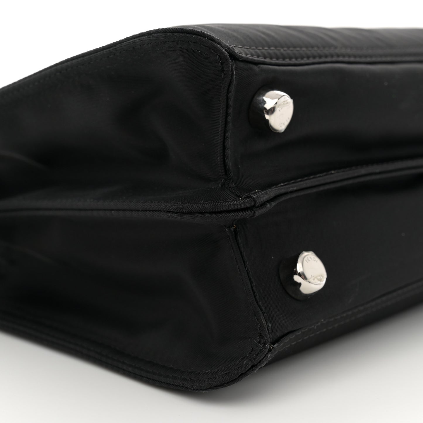 Nylon Vitello Cover Logo Embossed Mini Peekaboo I SEE U Satchel Black White