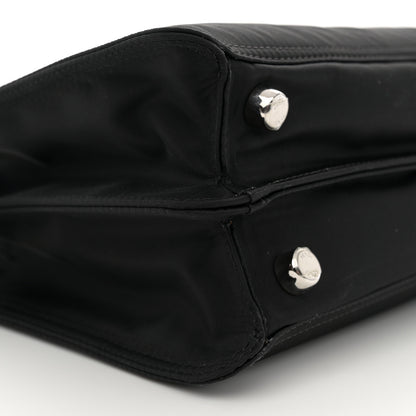 Fendi Nylon Vitello Cover Logo Embossed Mini Peekaboo I SEE U Satchel Black White 9 of 11