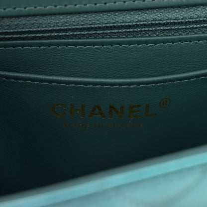 Chanel Shaded Patent Calfskin Quilted Mini Rectangular Flap Green Blue 6 of 11
