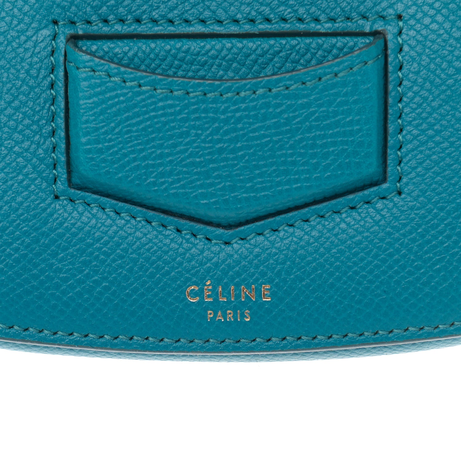 Celine Grained Calfskin Small Trotteur Teal Blue 5 of 11