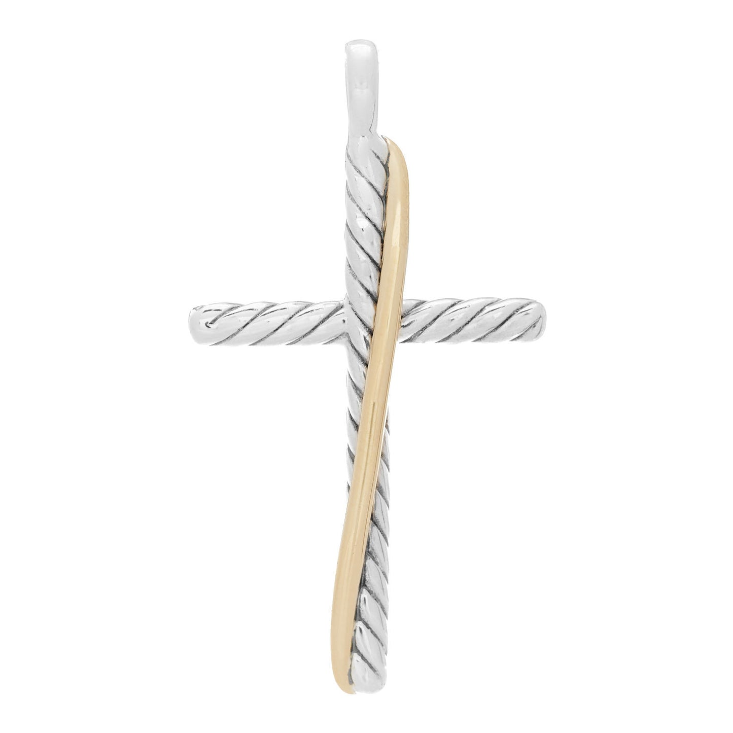 Sterling Silver 18K Yellow Gold Crossover Cross Pendant