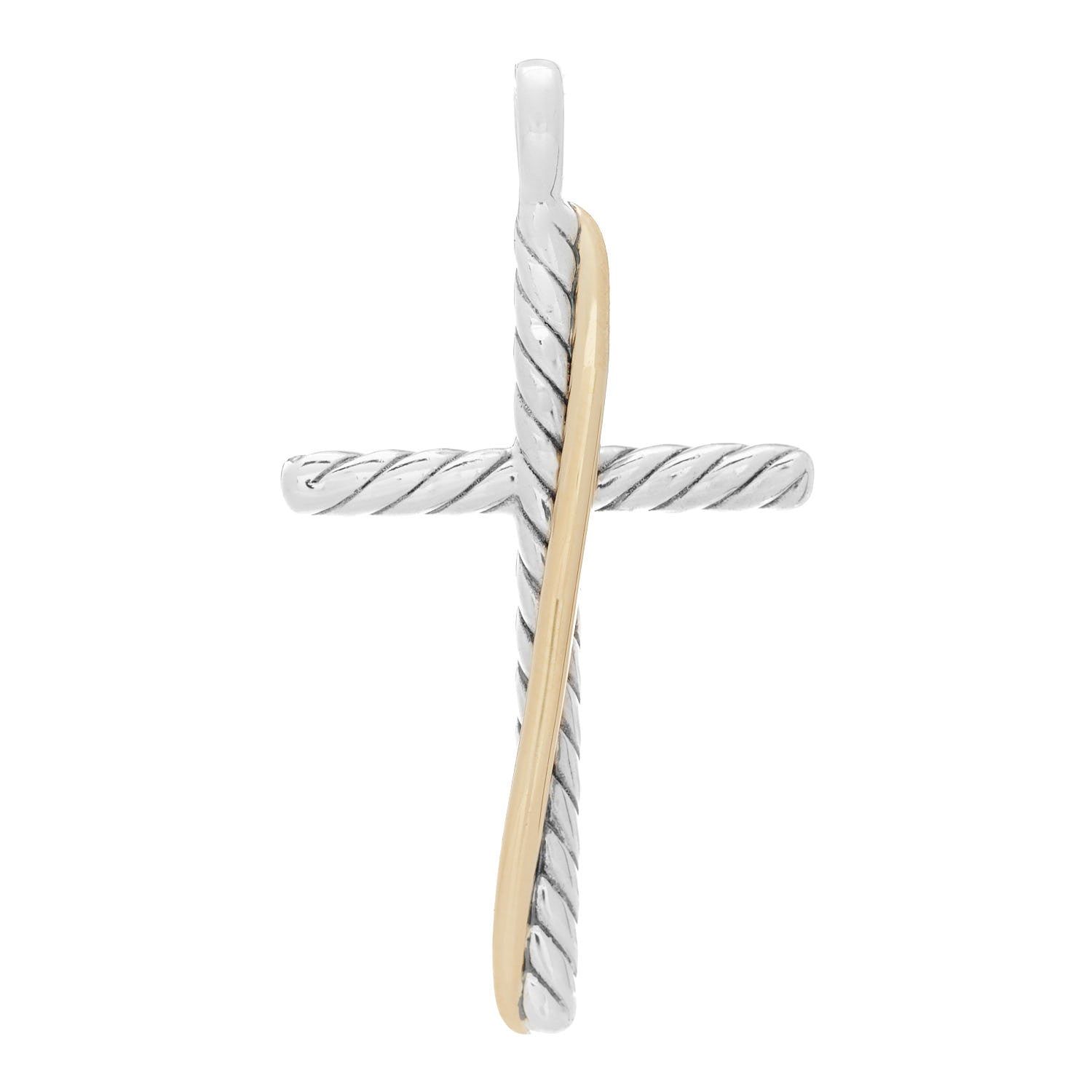 David Yurman Sterling Silver 18K Yellow Gold Crossover Cross Pendant 1 of 4