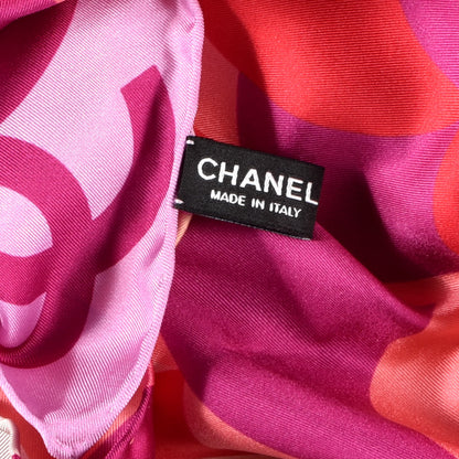 Chanel Silk CC Camellia Square Scarf Pink Purple Red 3 of 3