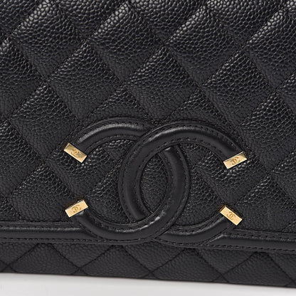Chanel Caviar Quilted Medium CC Filigree Flap Black 10 of 15