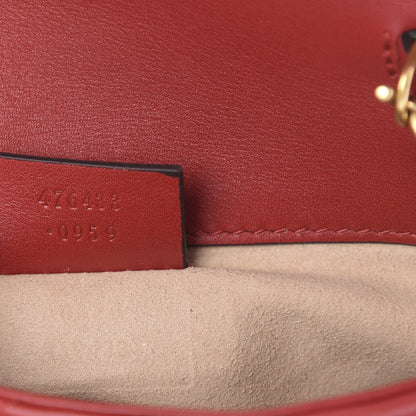 Gucci Calfskin Matelasse Super Mini GG Marmont Shoulder Bag Hibiscus Red 6 of 11