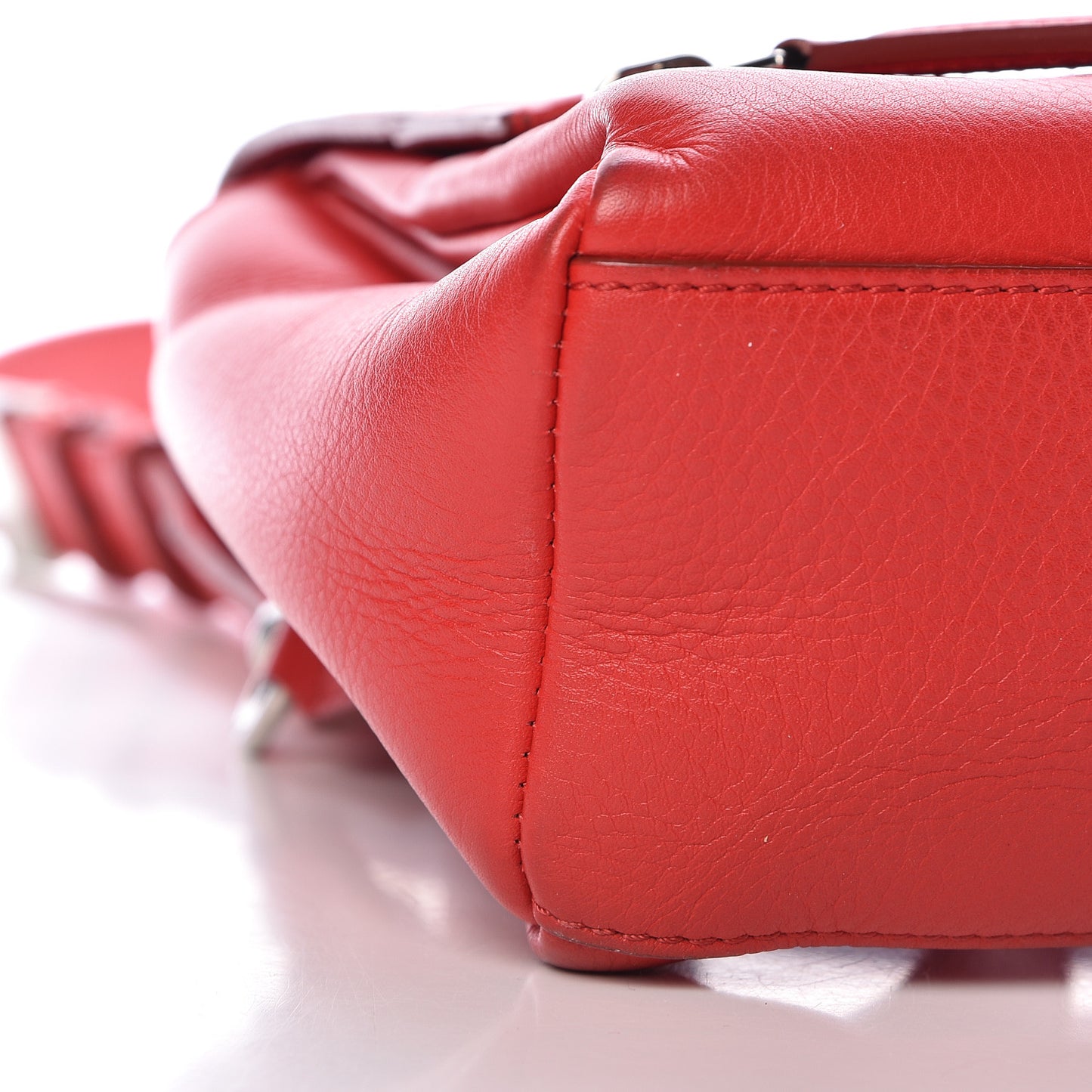 Waxy Grained Calfskin Mini Pandora Pure Flap Bag Medium Red