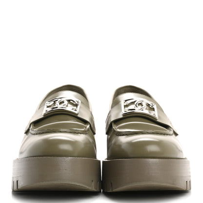 Chanel Calfskin Metal CC Loafers 38.5 Khaki 3 of 10