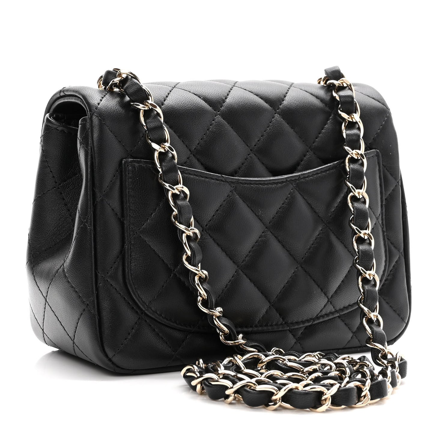 Lambskin Quilted Mini Square Flap Black