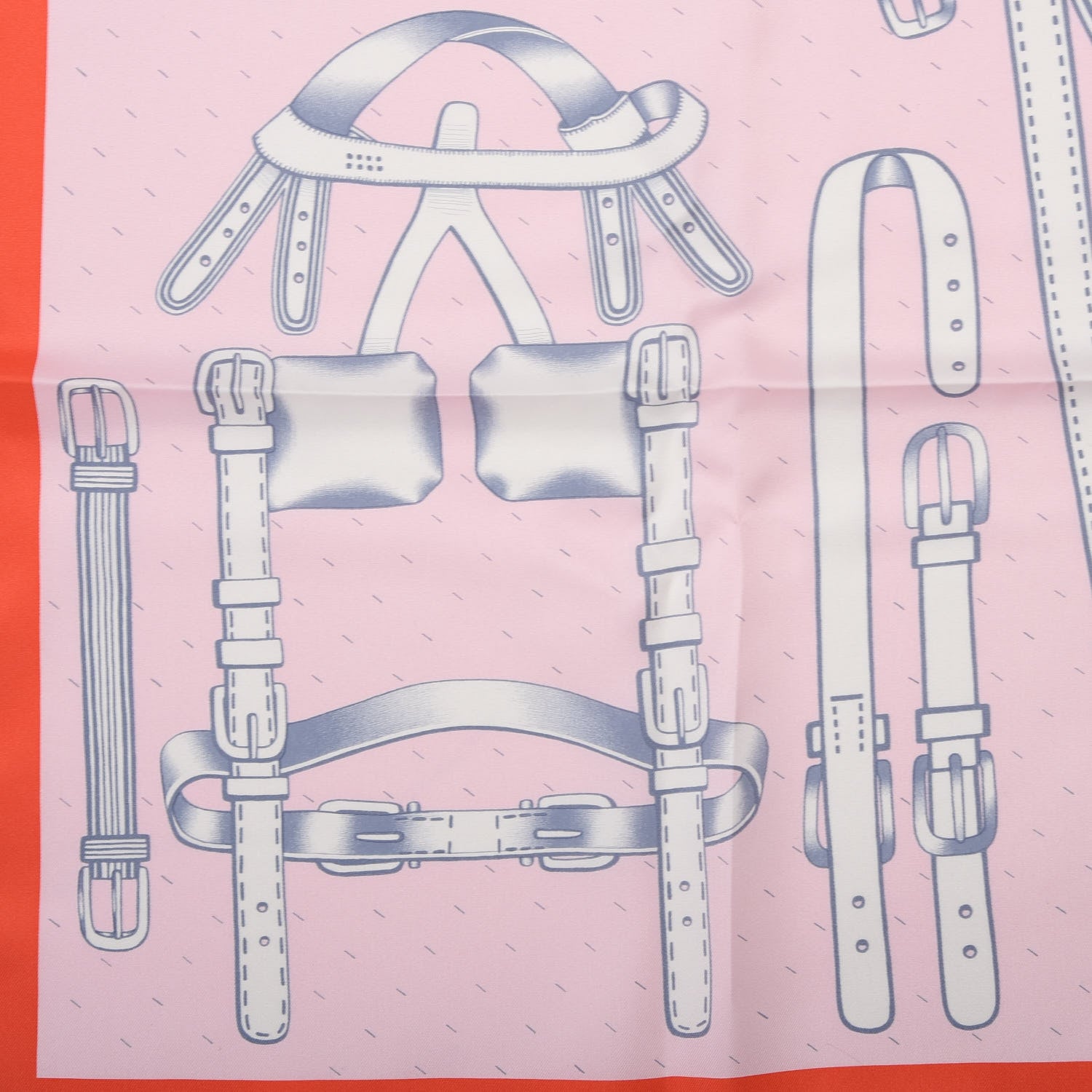 Hermes Silk Harnais De Timon Scarf 90 Rose Pale Gris Corail 4 of 5