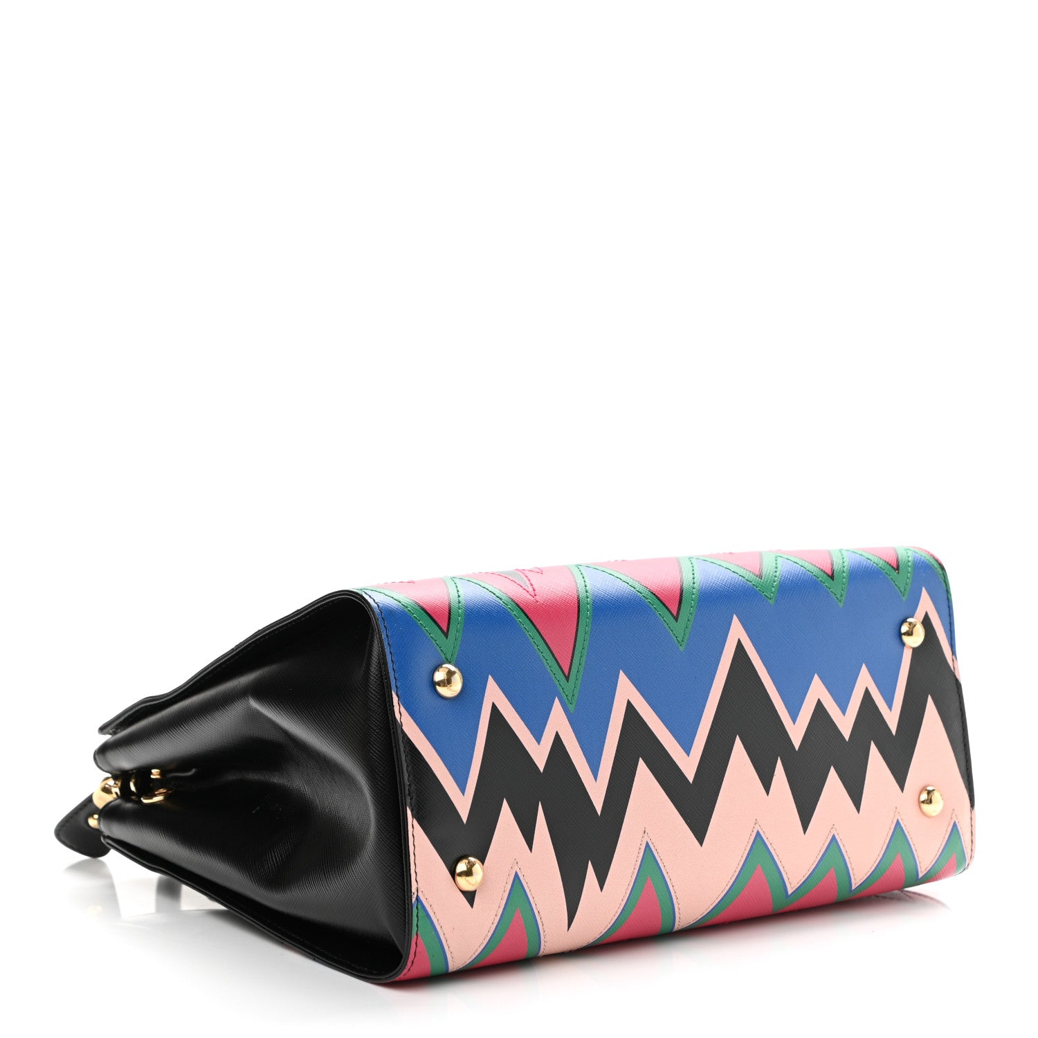 Salvatore Ferragamo Saffiano Zig Zag Beky Tote Black Multicolor 4 of 9