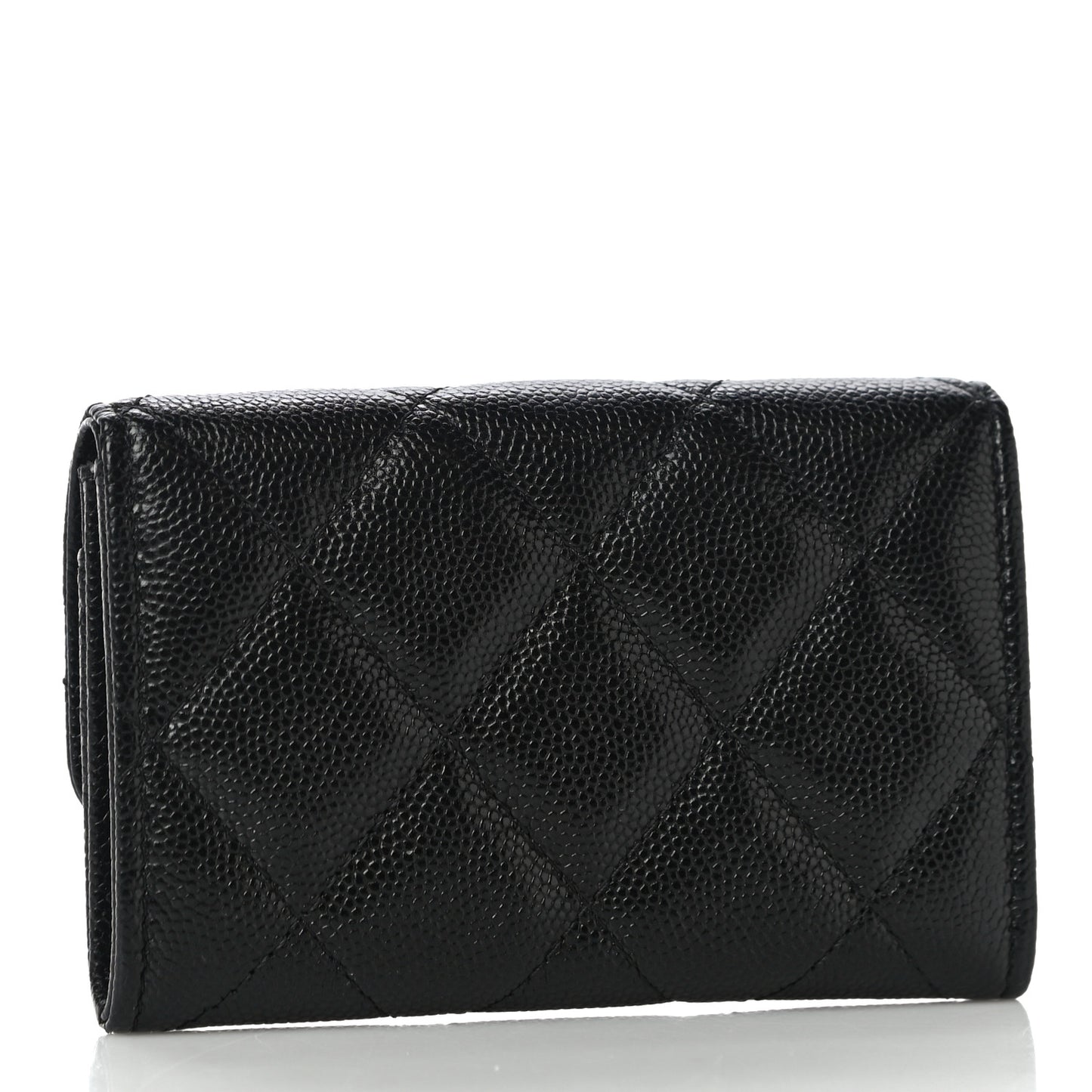 Caviar Quilted My Everything Flap Card Holder Black