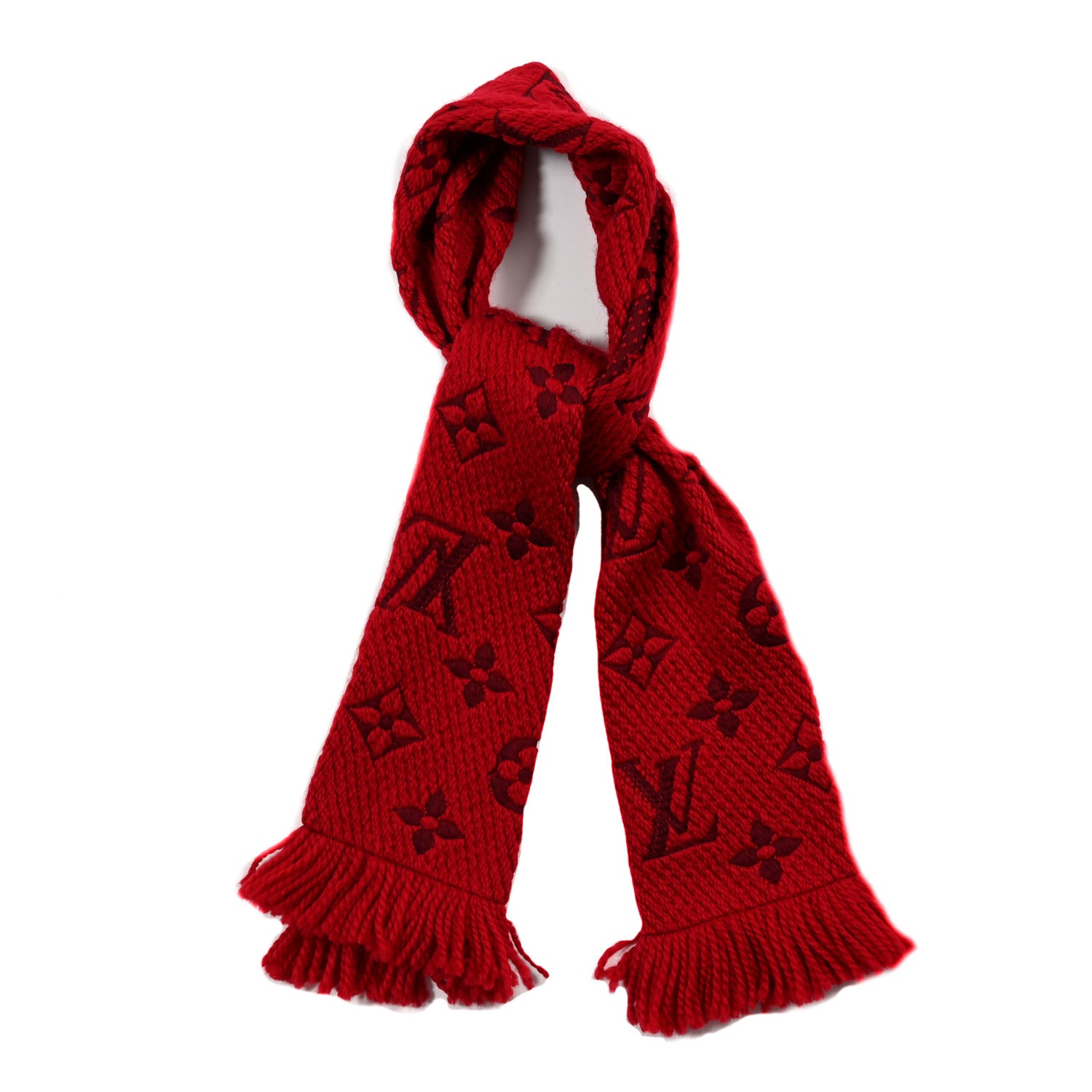 Louis Vuitton Wool Silk Logomania Scarf Rubis 1 of 3