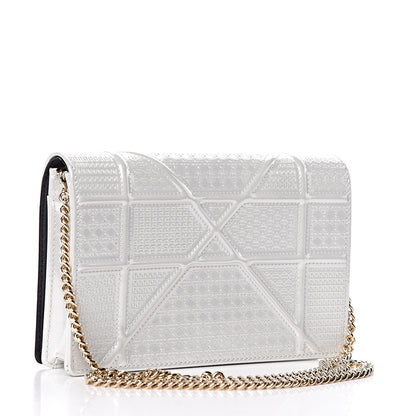 Christian Dior Patent Micro-Cannage Diorama Wallet on Chain Pouch White 3 of 16