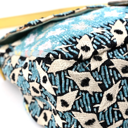 Fendi Beaded Lizard Mama Baguette Blue Yellow 7 of 19