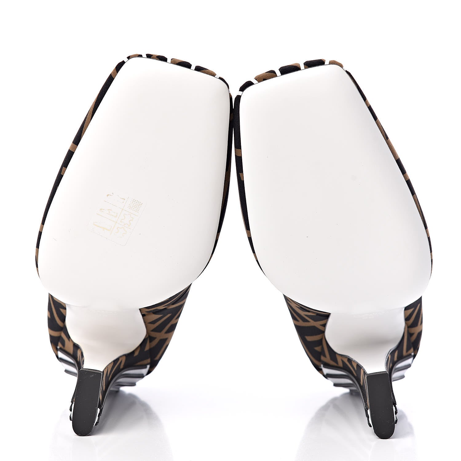 Fendi Lycra Film FF FFreedom Decollete Pumps 38 Tobacco Moro White 5 of 8