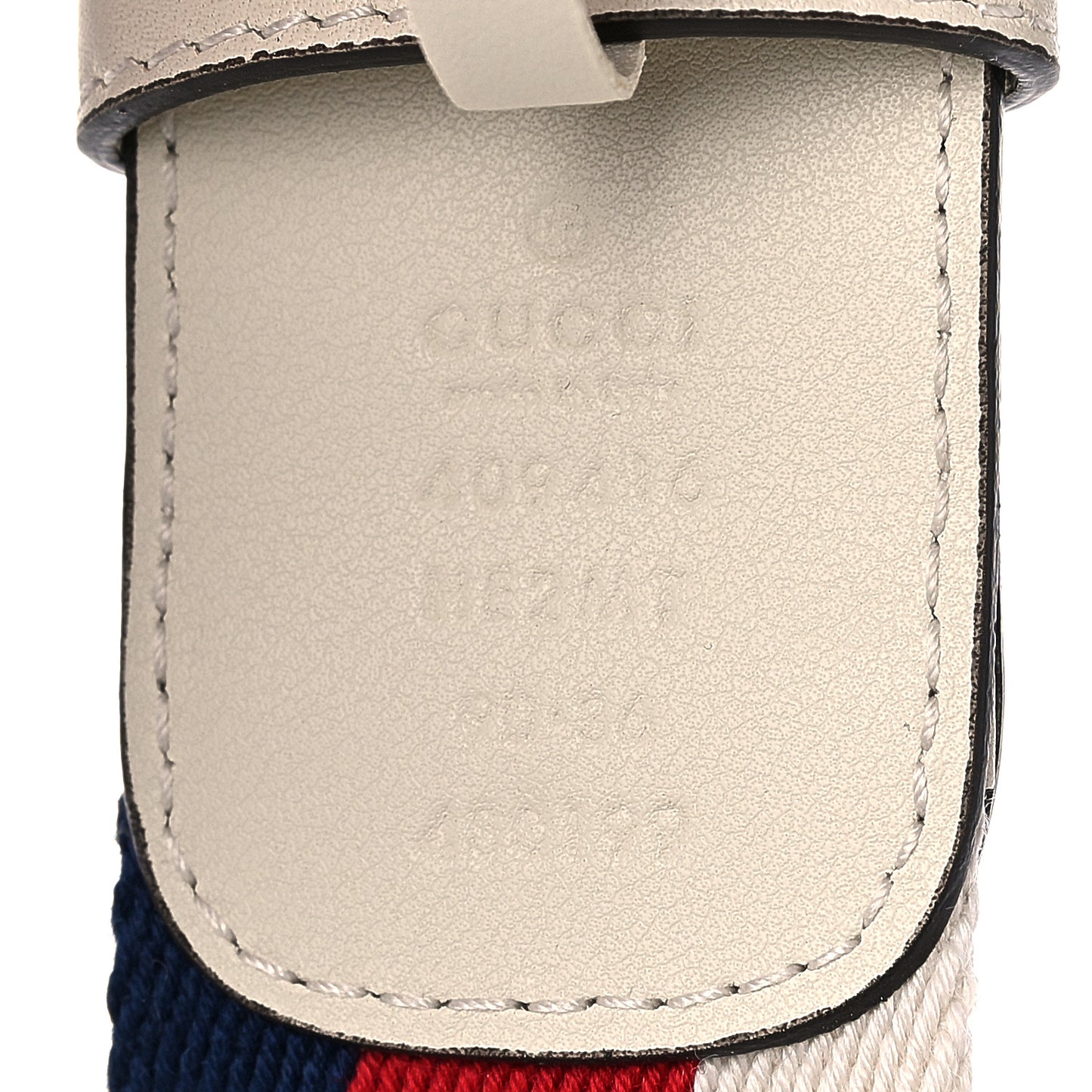 Nylon Calfskin Sylvie Web Double G 40mm Belt 90 36 Mystic White Hibiscus Red Maritime