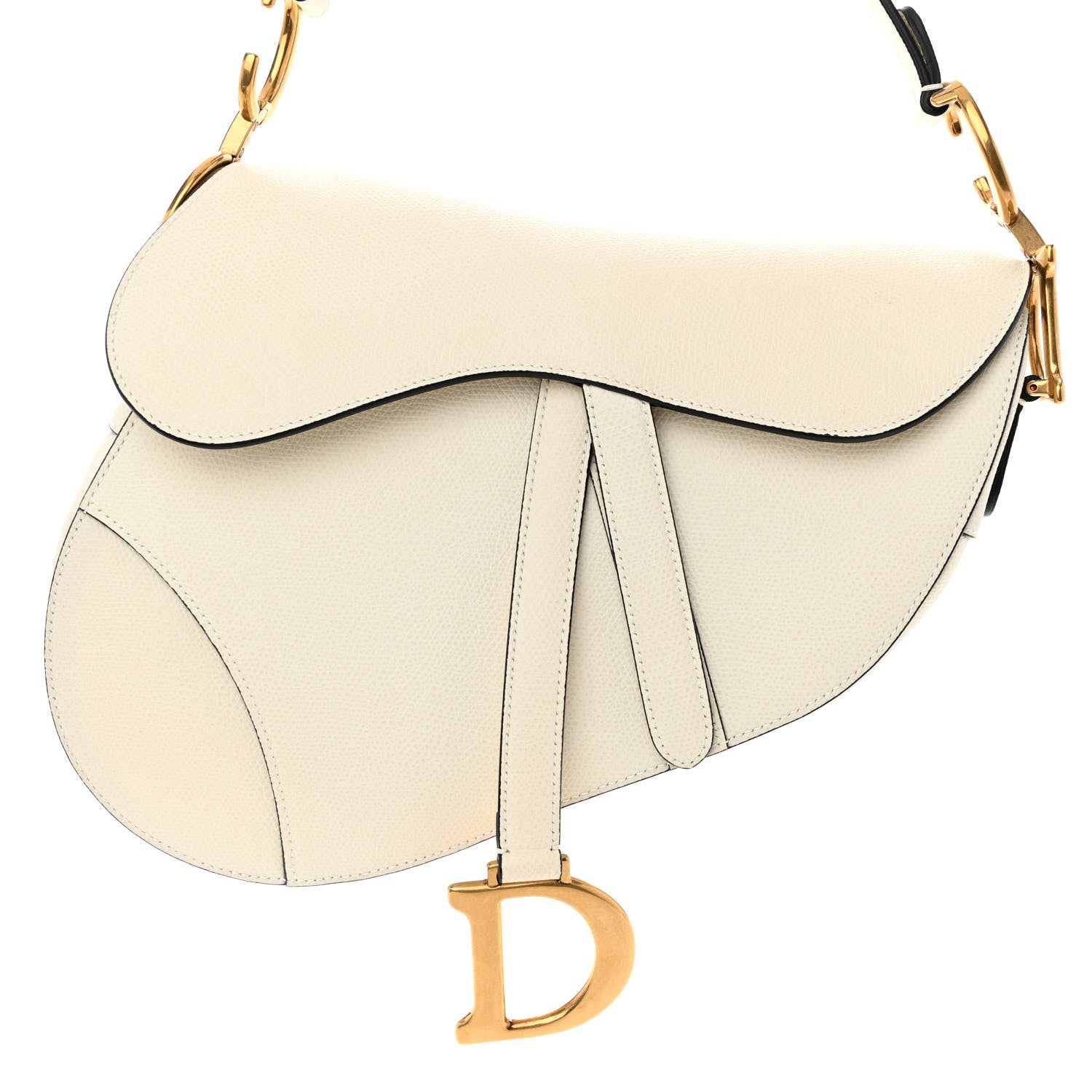Christian Dior Grained Calfskin Saddle Bag White 7 of 9