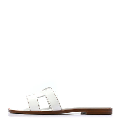 Hermes Box Calfskin Oran Sandals 36.5 White 1 of 8