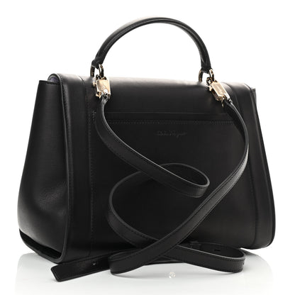 Salvatore Ferragamo Calfskin Sofia Rainbow Top Handle Bag Black 3 of 12