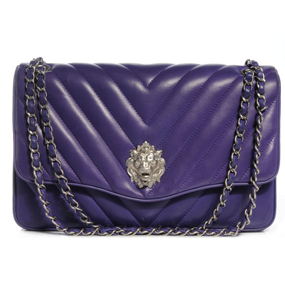 Chanel Lambskin Chevron Jumbo Leo Lion Flap Violet Fonce 1 of 8