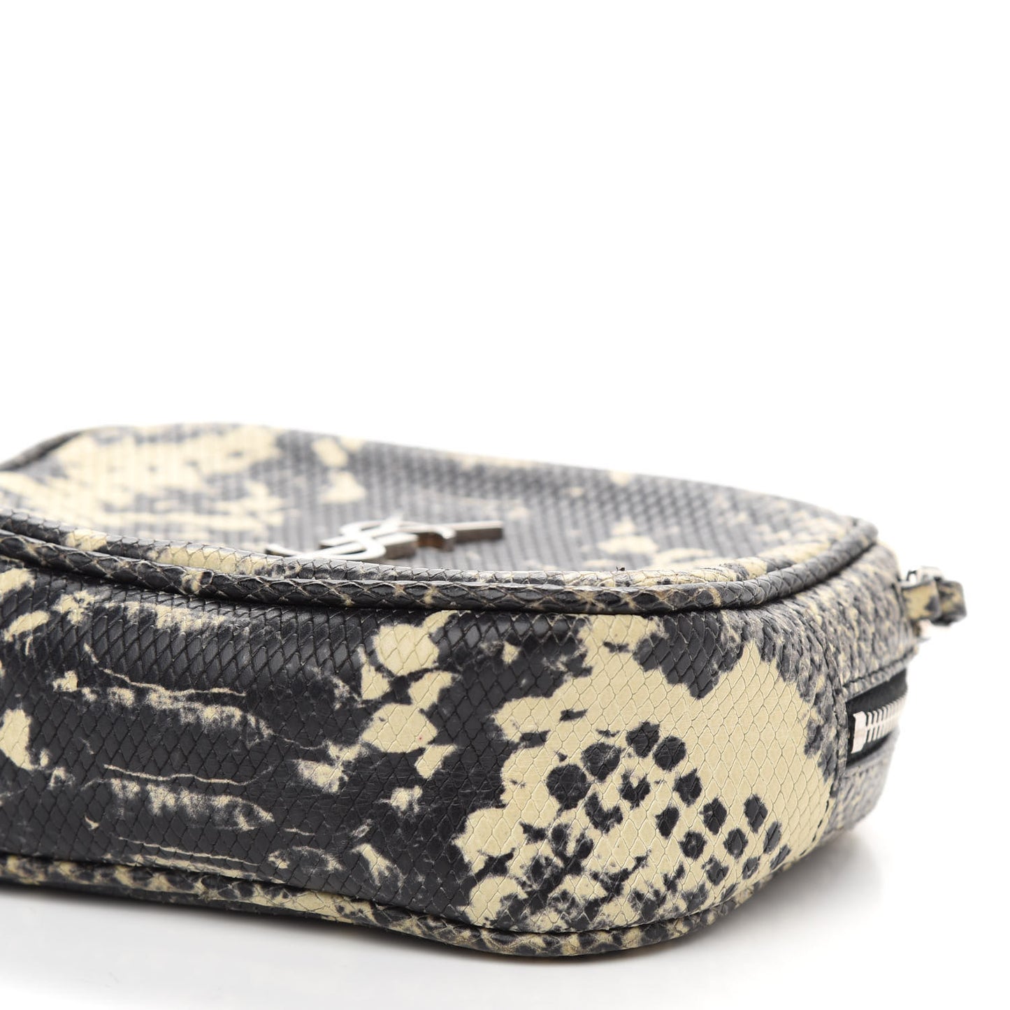 Python Embossed Calfskin Monogram Blogger Bag Black Beige