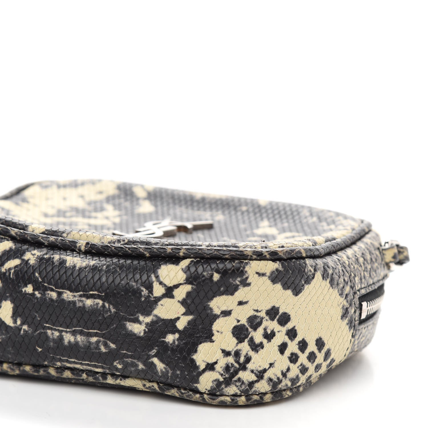 Saint Laurent Python Embossed Calfskin Monogram Blogger Bag Black Beige 8 of 9