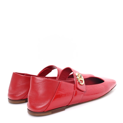 Valentino Garavani Crinkled Patent Calfskin VLogo Locker Mary Jane Ballerina Flats  41 Rosso 5 of 10