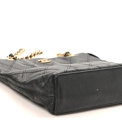 Chanel Caviar Diamond Embossed Shoulder Bag  Black 9 of 11