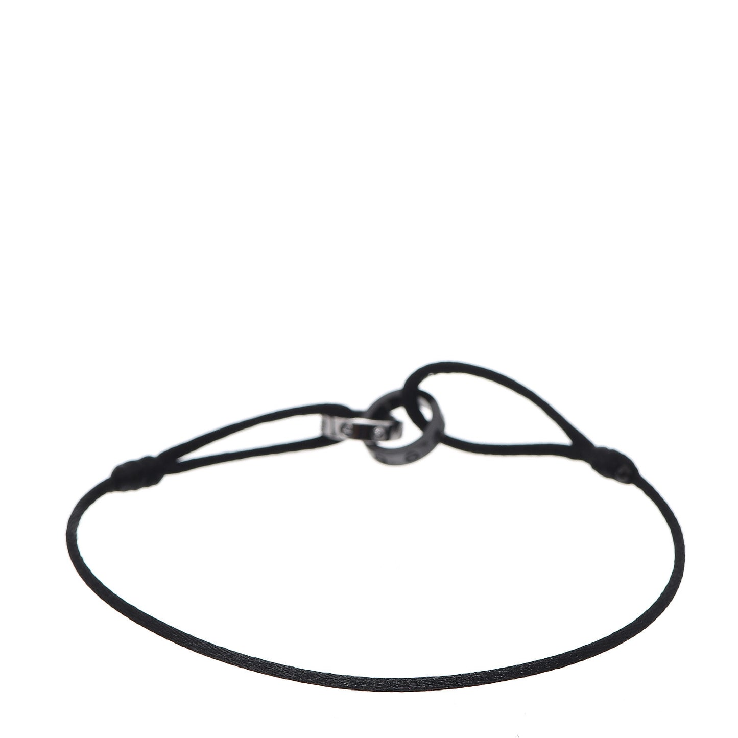 18K White Gold Ceramic 4 Diamond LOVE Cord Bracelet Black
