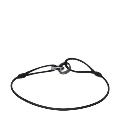 Cartier 18K White Gold Ceramic 4 Diamond LOVE Cord Bracelet Black 2 of 4