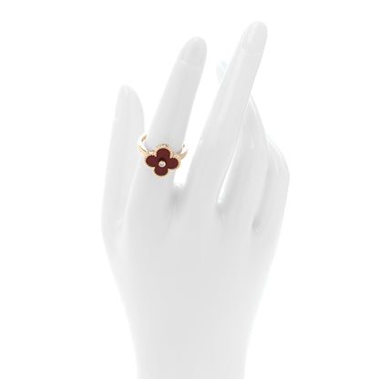 Van Cleef & Arpels 18K Yellow Gold Diamond Carnelian Vintage Alhambra Ring 54 6.75 2 of 5