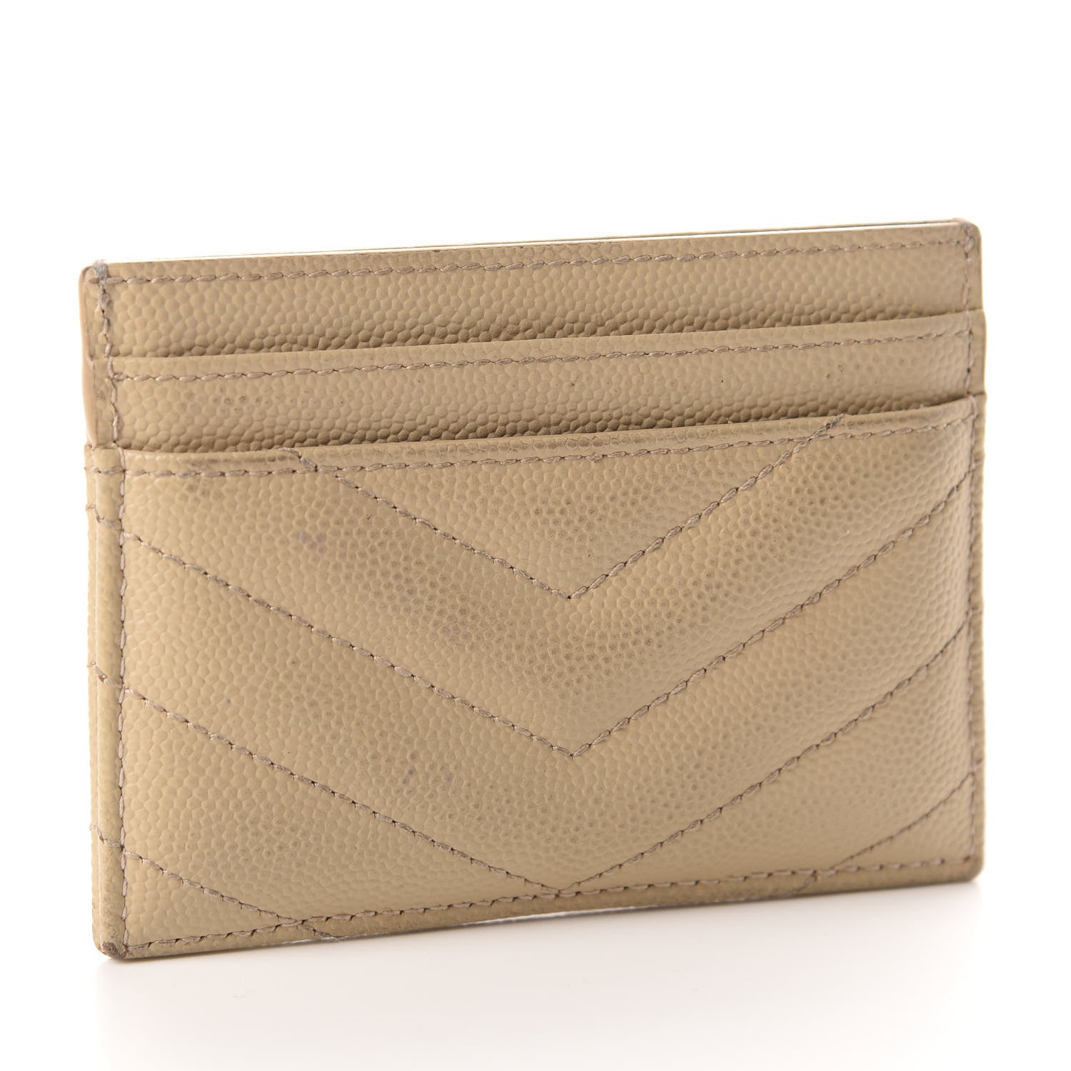 Saint Laurent Grain De Poudre Matelasse Chevron Monogram Credit Card Case Nude Powder 3 of 11