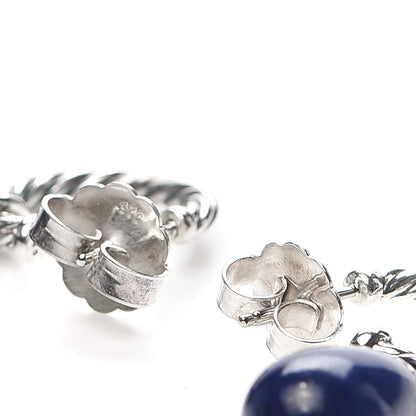 David Yurman Sterling Silver Lapis Lazuli Color Classics Bead Drop Earrings 3 of 4