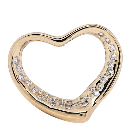 Tiffany 18K Yellow Gold Diamond Elsa Peretti Open Heart Pendant 1 of 3