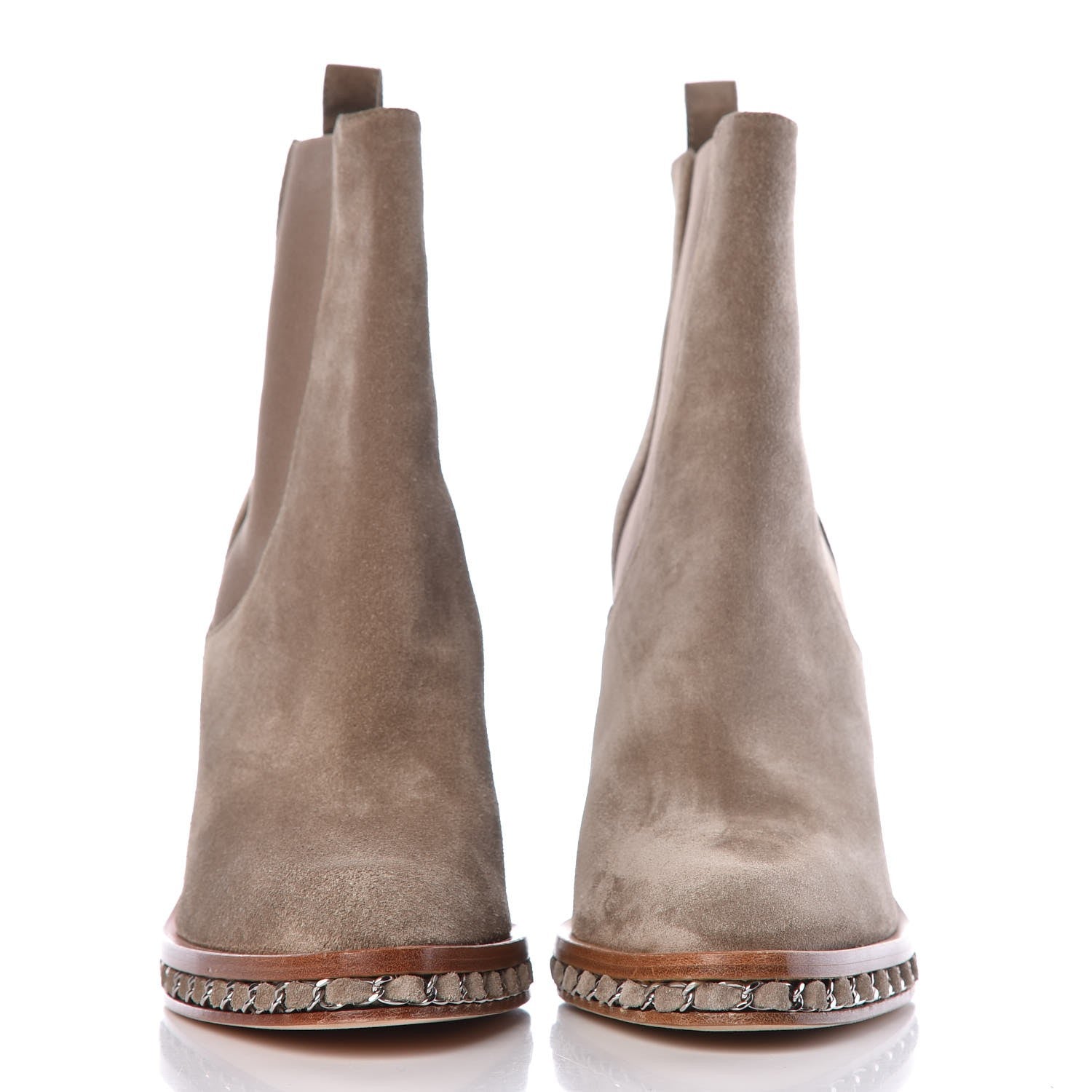 Chanel Suede Chain Around Elastic Boots 39.5 Light Brown 2 of 10