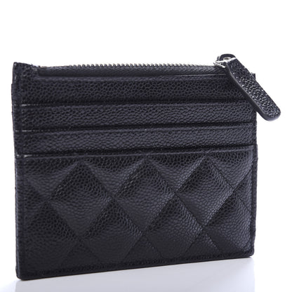 Chanel Caviar Quilted CC Zip Card Holder Black 3 of 8