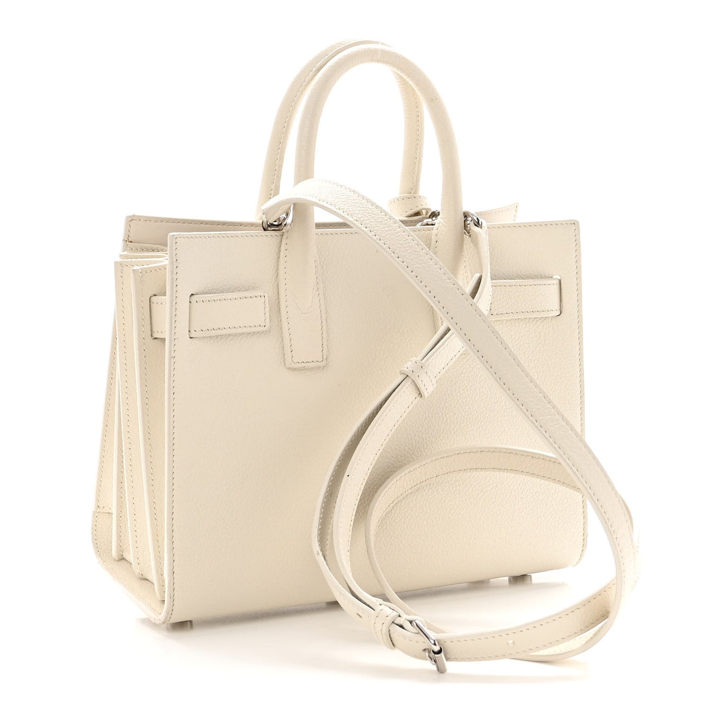 Grained Calfskin Nano Sac de Jour Dove White