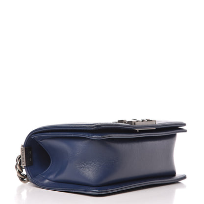 Chanel Calfskin Painted Chevron Embossed Small Boy Flap Dark Blue 4 of 18