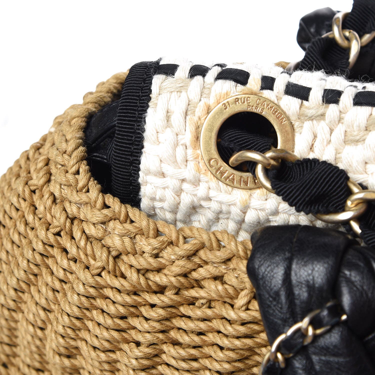 Chanel Woven Raffia Lambskin Coco Country Tote 15 of 15