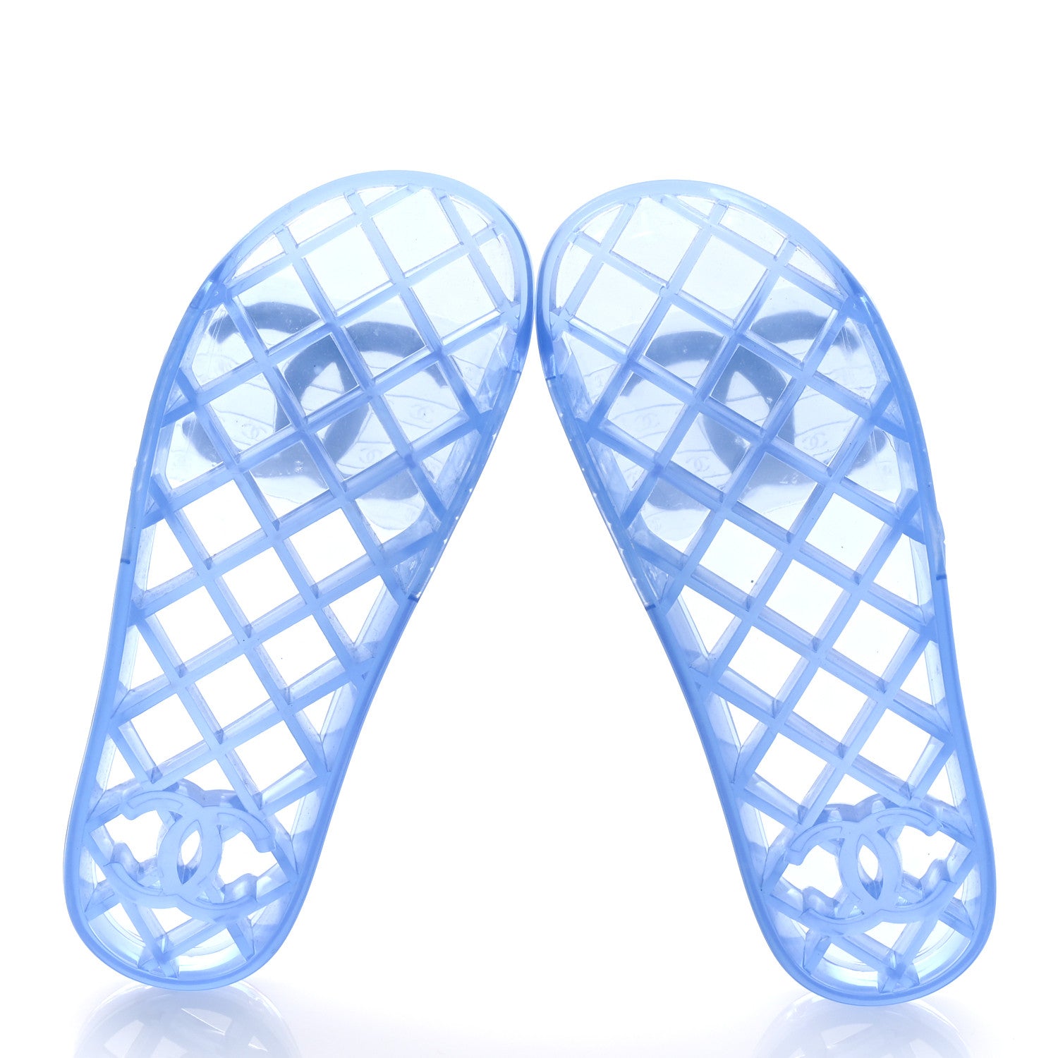 Chanel PVC Transparent CC Flat Slide Sandals 37 Blue 5 of 6