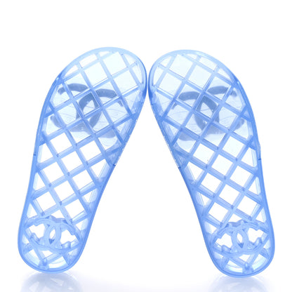 Chanel PVC Transparent CC Flat Slide Sandals 37 Blue 5 of 6