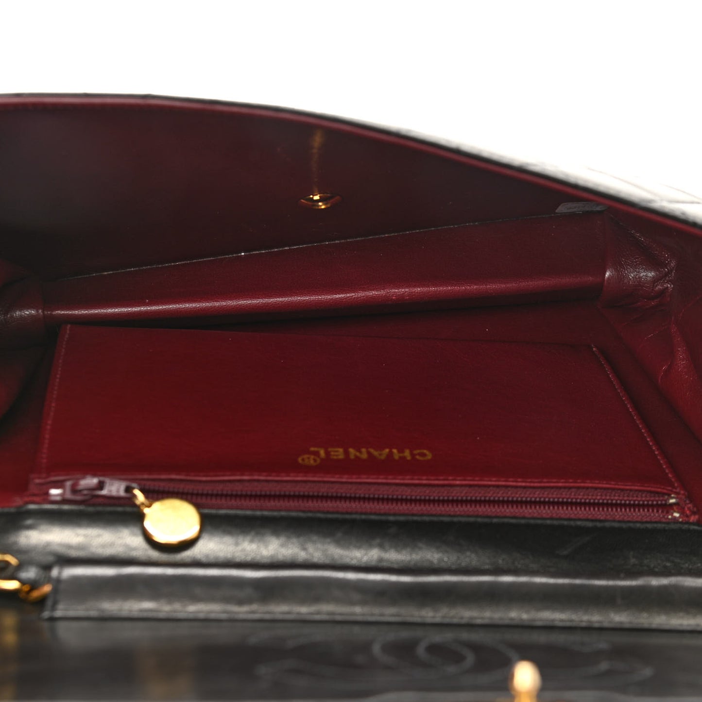 Lambskin Quilted Clutch With Chain Flap Black