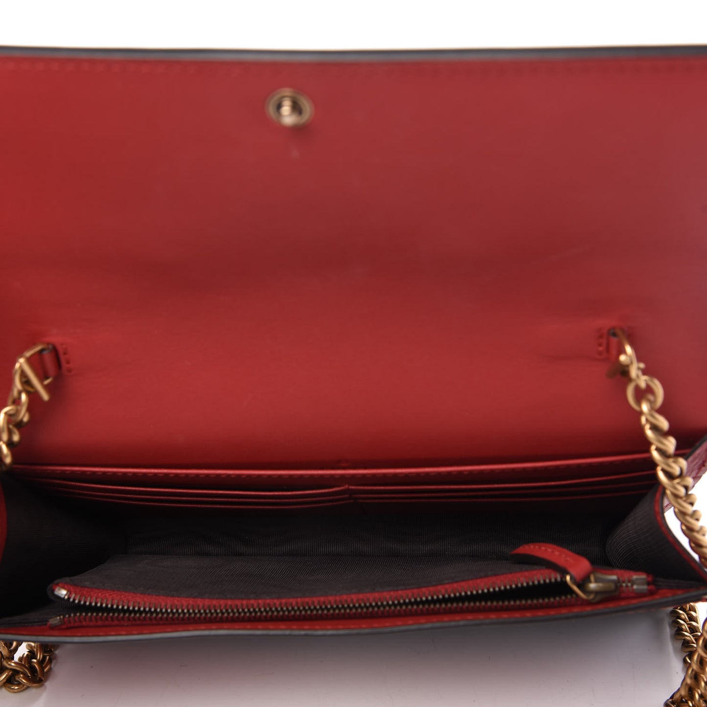 Calfskin Queen Margaret Chain Wallet Blue Agata Hibiscus Red Mystic White